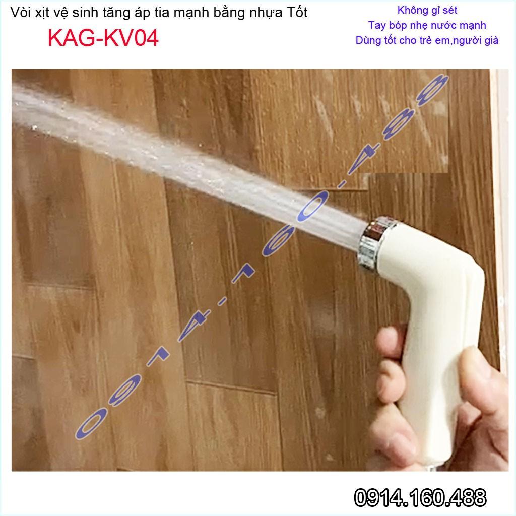 Vòi xịt bồn cầu KAG-KV04 màu kem, vòi xịt rửa ấn tay nhà tắm, vòi xịt vệ sinh tia nước mạnh siêu sạch sử dụng tốt