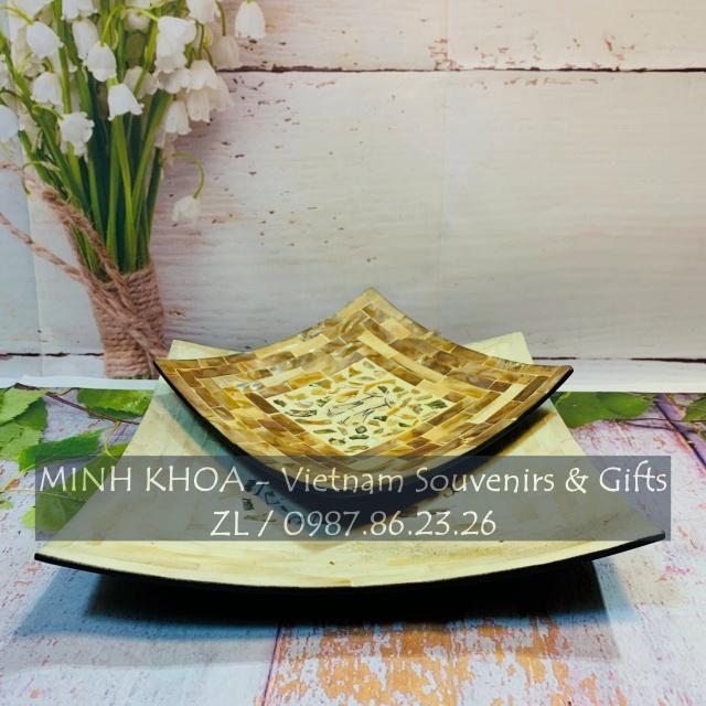 Bộ 2 Đĩa Vuông Khảm Trai Đựng Bánh Kẹo - Mother Of Pearl Tray