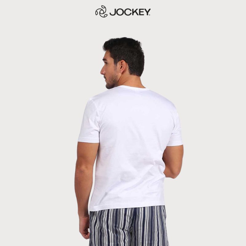 Áo Thun Nam Jockey Ngắn Tay Thun Cotton Màu Trắng - 2110