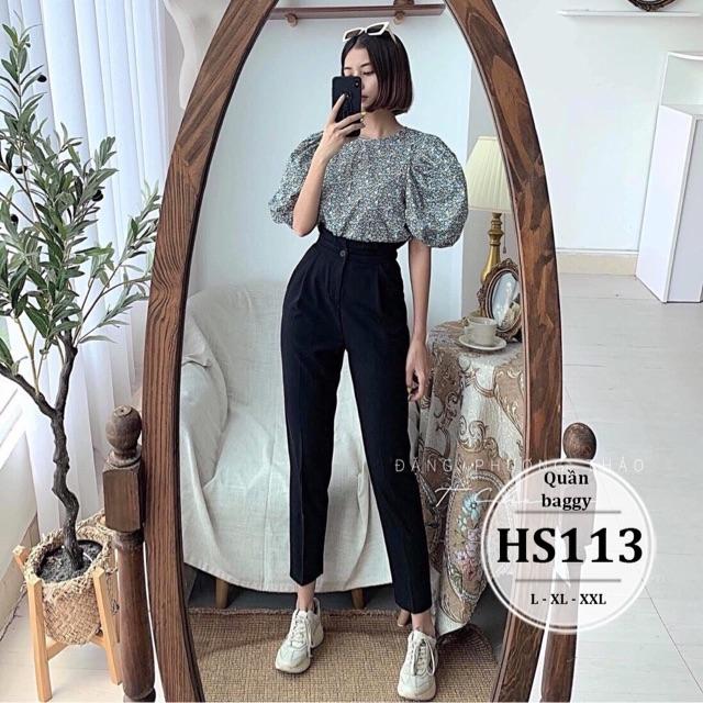 Quần tây bigsize nữ lưng cao bèo - Form quần rộng chất vải không giãn - Thời trang công sở HS113 - Size 55-90kg L XL XXL