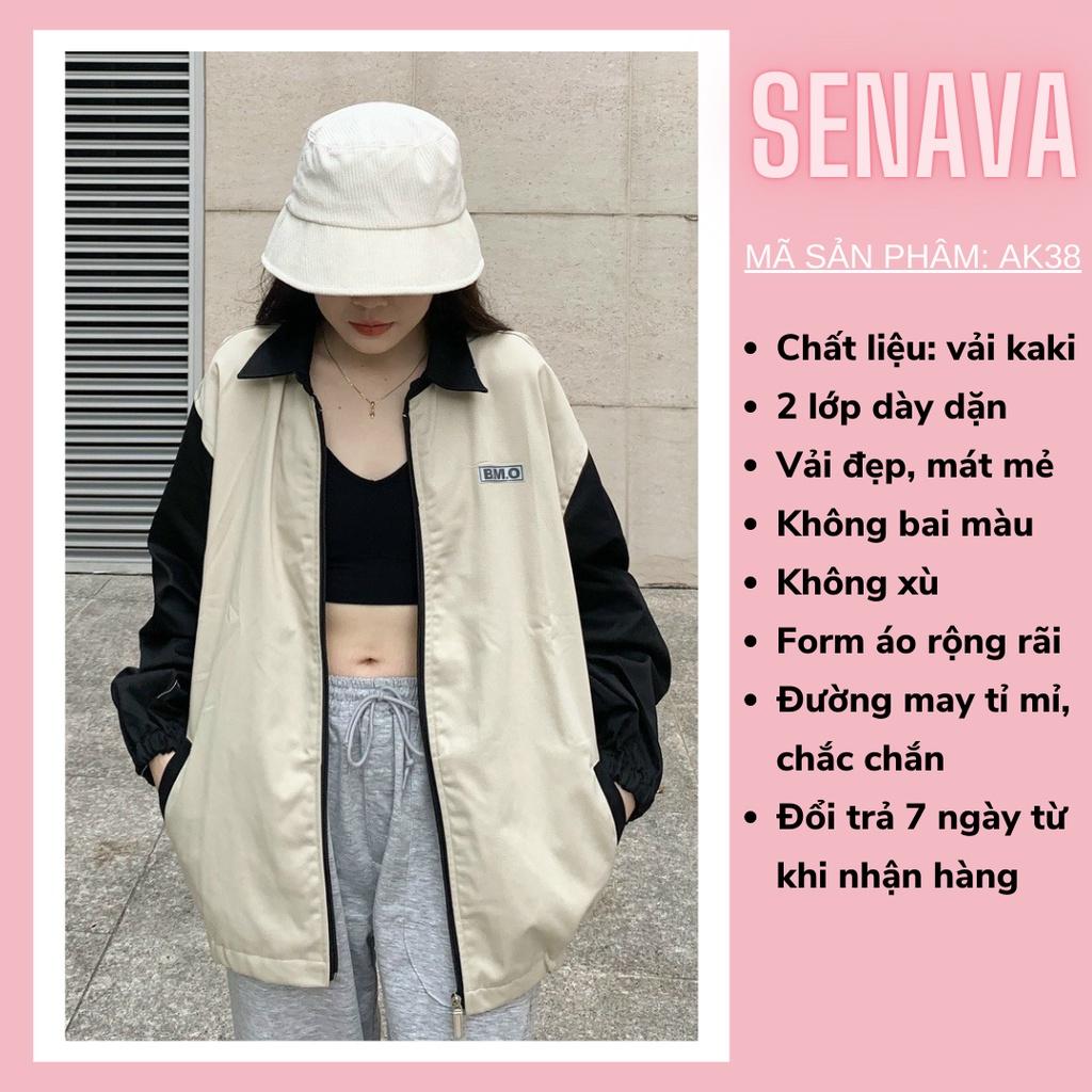 Áo Khoác Bomber KaKi BMO LAB Jacket Phối Tay Form Rộng Nam Nữ Dày Dặn Ulzzang Unisex SENAVA