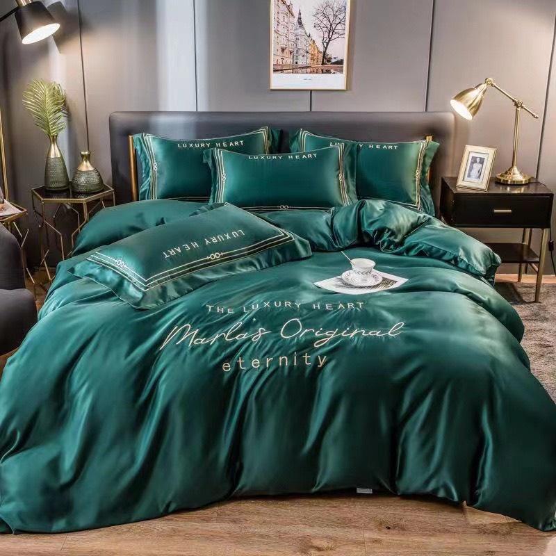 Bộ Chăn Ga Phi Lụa - Bộ Chăn Ga 4 Món Cotton Phi Lụa Luxury Heart