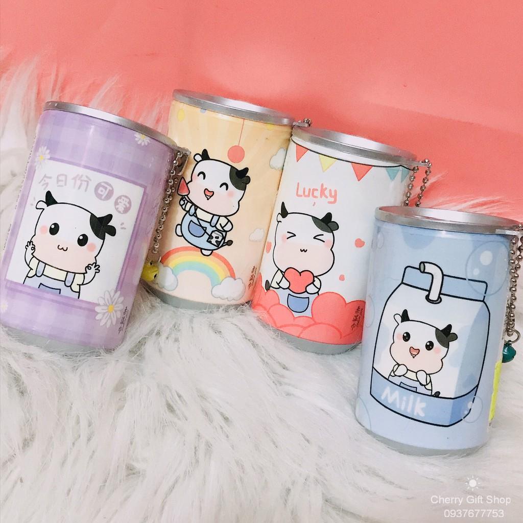 Móc Khóa Khăn Giấy Ướt Dạng Lon Nước Có Dây Treo / Khăn Giấy Lon Du Lịch