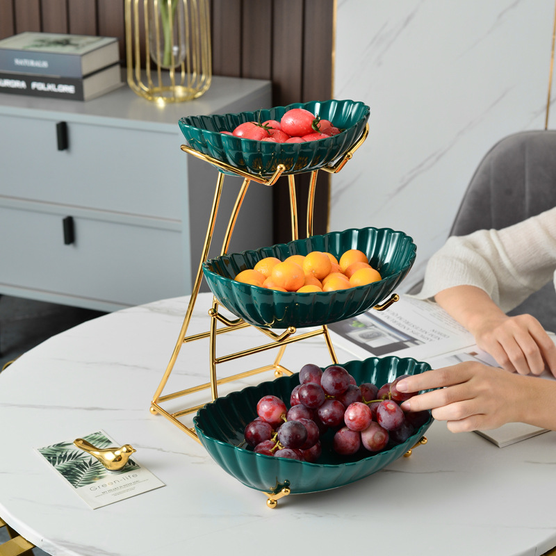 Khay Hoa Quả, Kệ Để Bánh Kẹo 3 Tầng Phong Cách Châu Cao Cấp DECOR LUXURY - Hàng Nhập Khẩu
