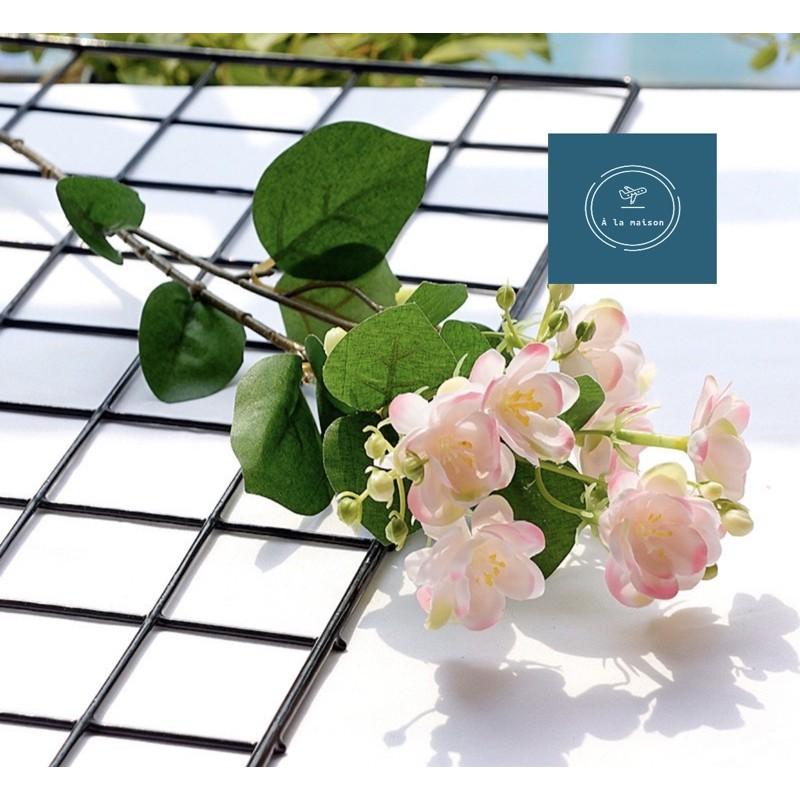 Hoa lụa - Cành hoa nhài nhân tạo cao cấp 60cm gồm nhiều nhánh hoa xinh xắn trong trẻo, hoa decor hoa cô dâu