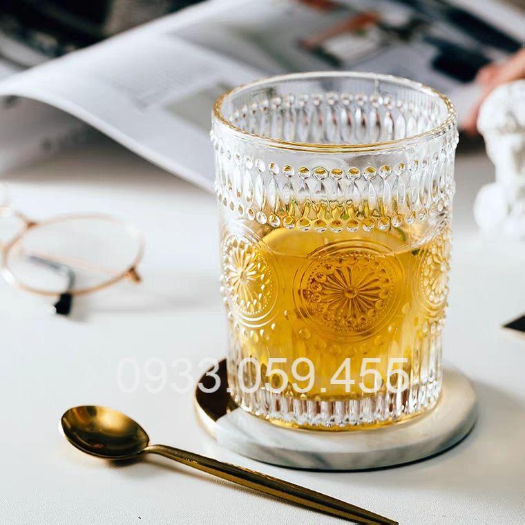 Ly cốc thủy tinh pha lê cao cấp viền nhũ vàng uống rượu whisky wine glass