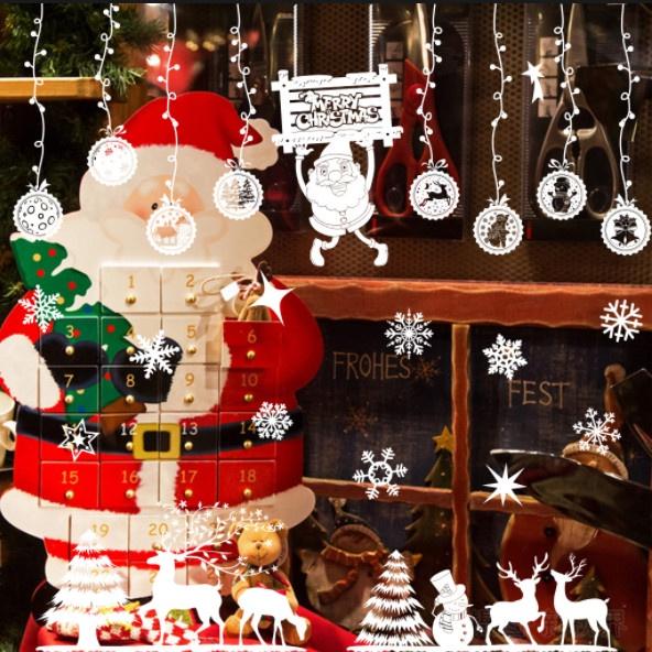 Decal trang trí Noel Hít Tĩnh Điện 2 mặt - CHÚ LÙN ĐU BẢNG RÈM CHÂU TUẦN LỘC TRẮNG