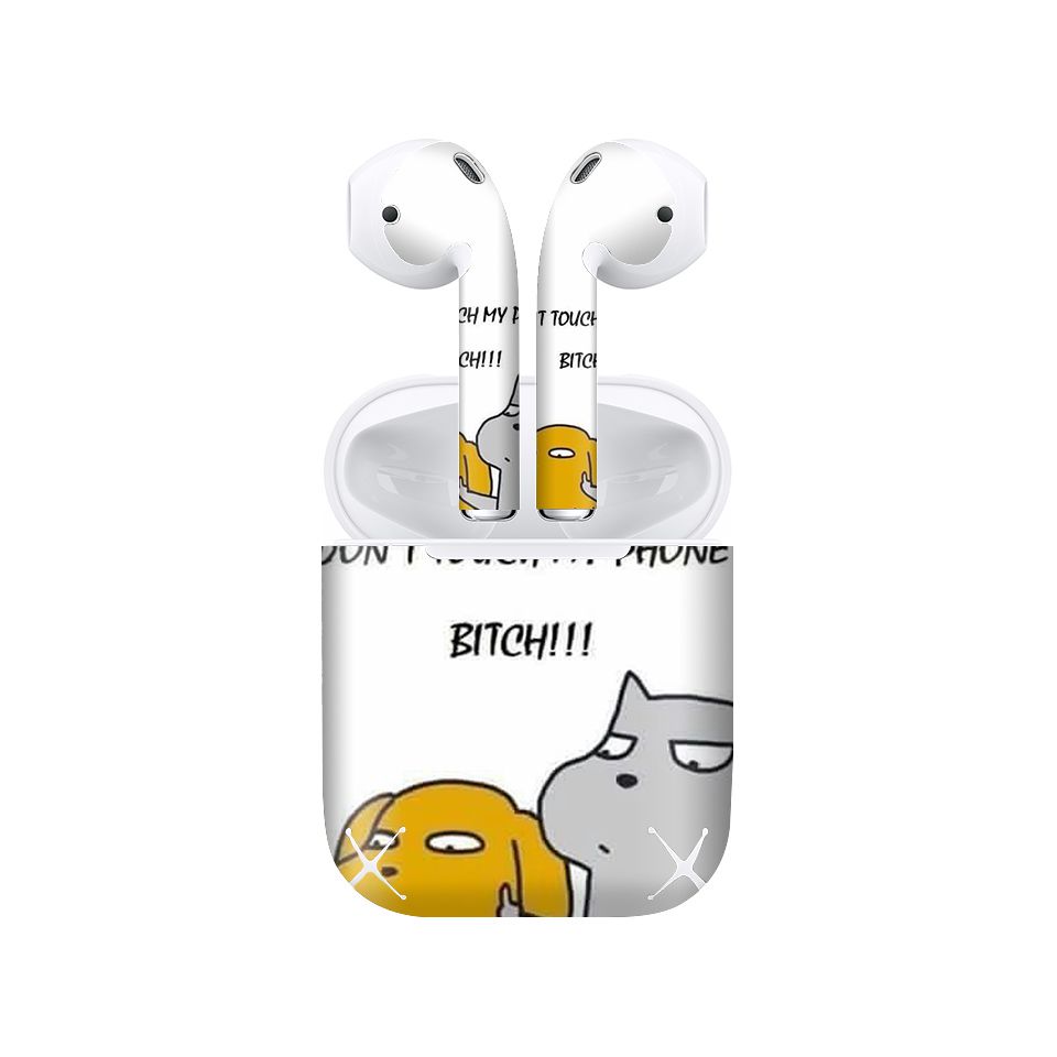 Miếng dán skin chống bẩn cho tai nghe AirPods in hình Dont Touch My Phone - fun013 (bản không dây 1 và 2)