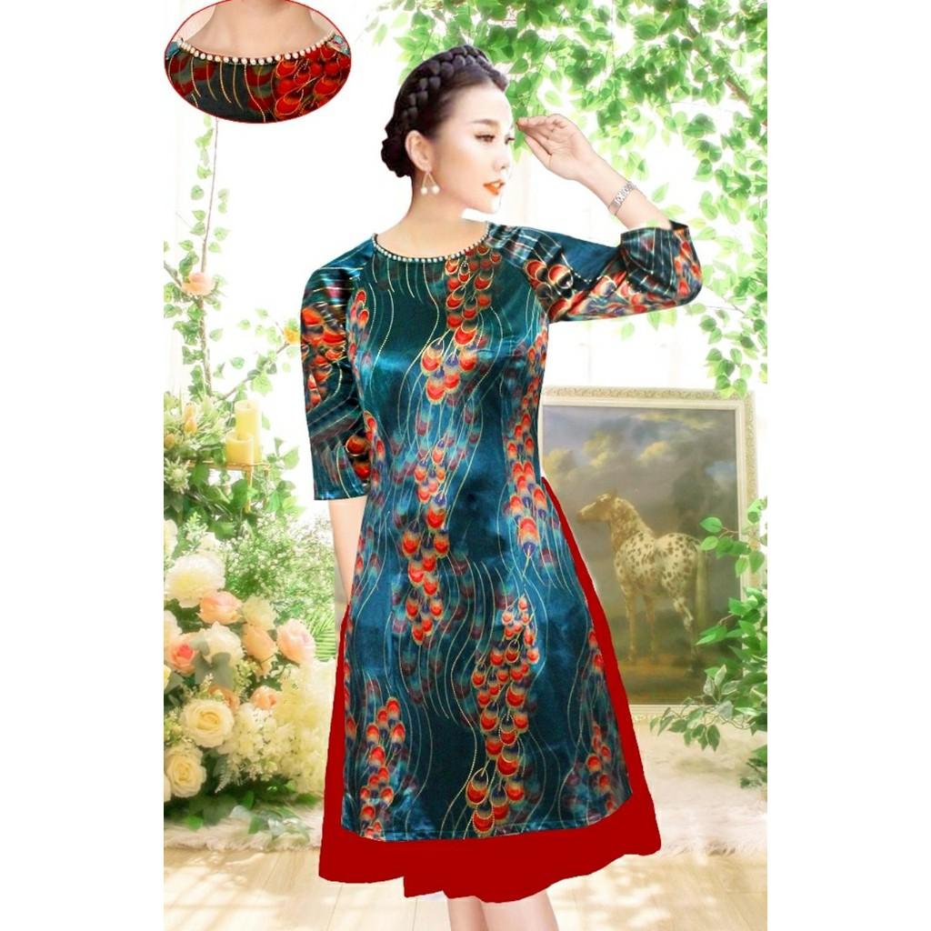 Áo dài cách tân vải nhung