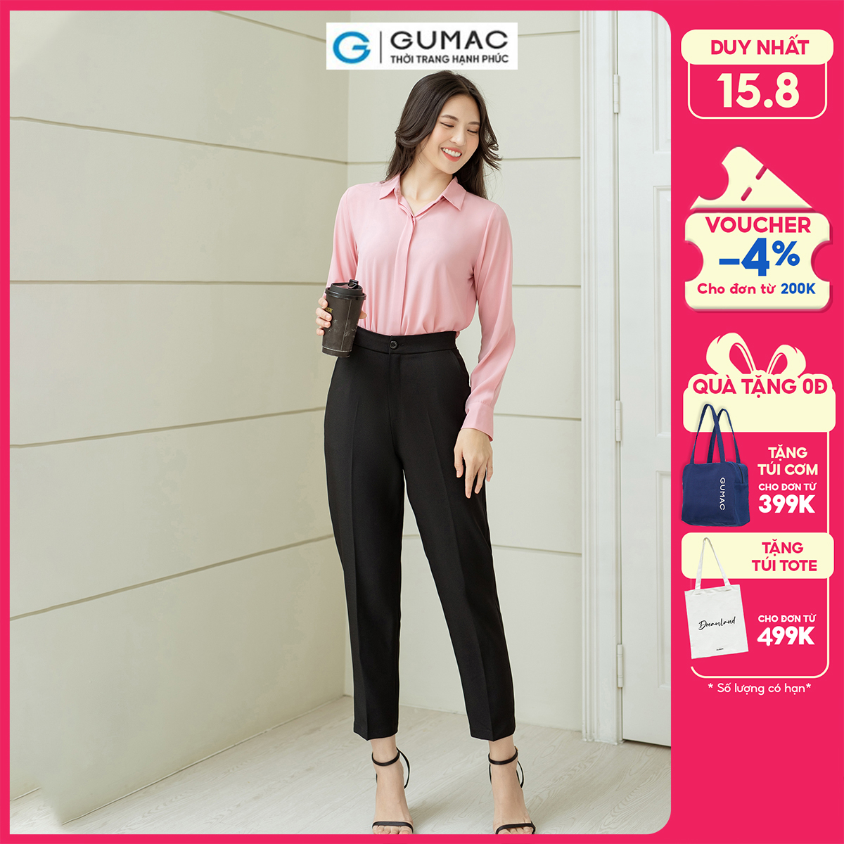 Quần tây nữ ống đứng GUMAC QD08055