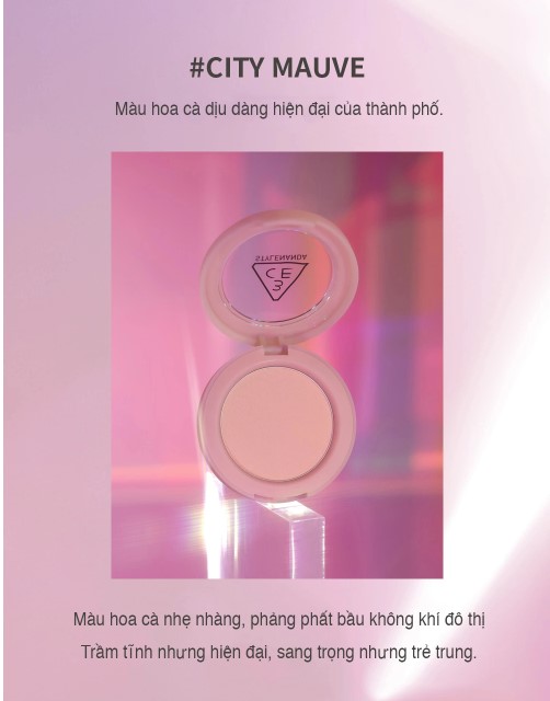 Phấn Má Hồng 3CE Phiên Bản SPLIT SECOND 3CE FACE BLUSH #CITY MAUVE Sắc Hoa Cà Sang Trọng, Hiện Đại 5.5g