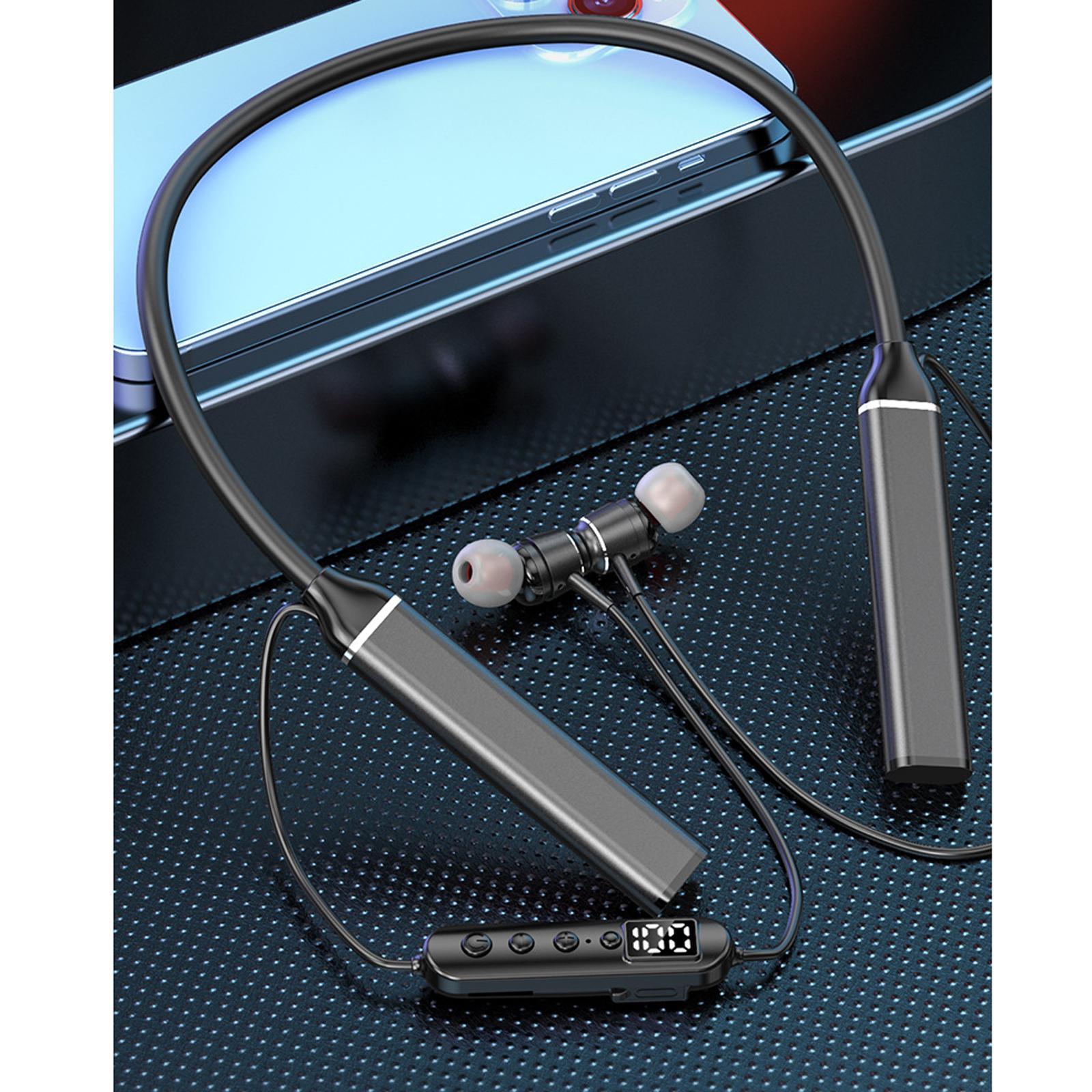 Neckband Headphones V5.3 Stereo Earpieces for Gym Running Working Laptop