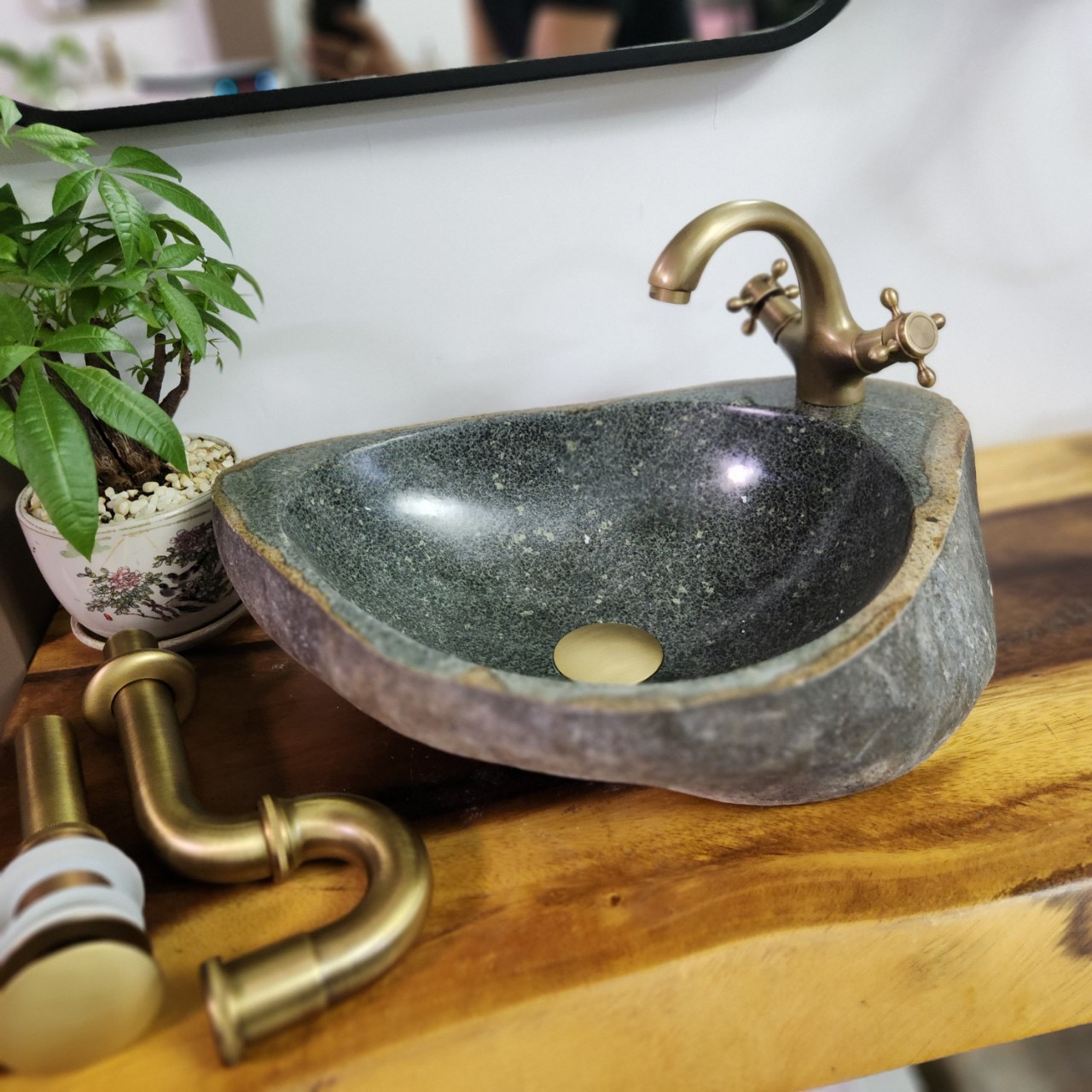 Chậu Lavabo đá cuội tự nhiên