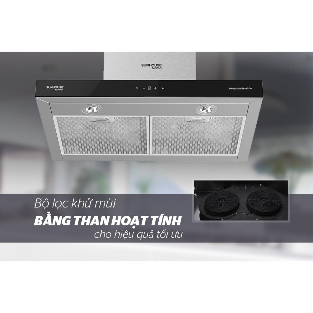 Máy hút mùi cao cấp Sunhouse Mama MMB6815-70, Công suất hút 1100m3/h, Có than hoạt tính, Hàng chính hãng - Bảo hành 18 tháng tại nhà