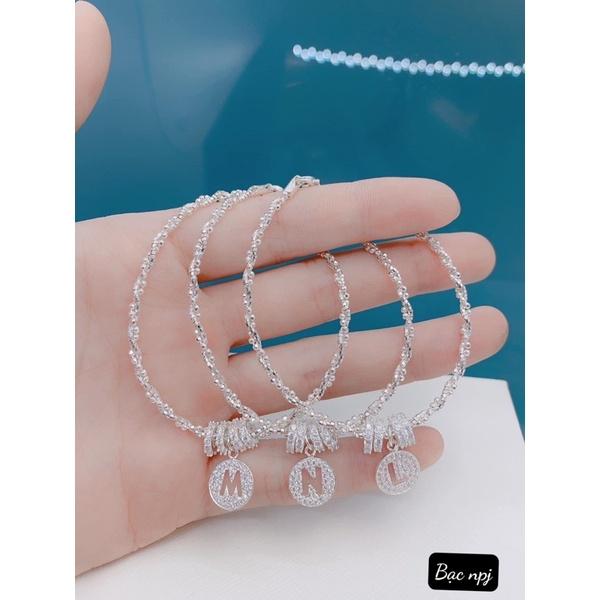 Lắc tết xoắn mix charm chữ , Vòng tay nữ Bạc Ta ️ SIÊU HOT ️ - Bạc Npj
