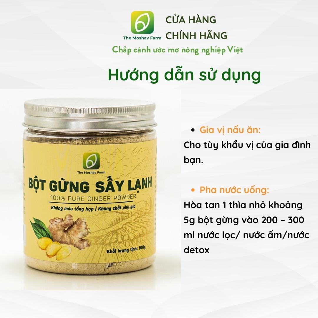 Bột Gừng Sấy Lạnh The Moshav Farm Nguyên Chất, Giữ Được Hương Vị Và Dinh Dưỡng Của Gừng Tươi, Gia Vị Nấu Ăn, Trà Gừng, Ngâm Chân, Tăng Cường Hệ Miễn Dịch, Giải Độc Cơ Thể, Chống Cảm Lạnh, Tốt Tiêu Hoá, Hỗ Trợ Giảm Cân, Ngăn Ngừa Lão Hóa  1 Hũ 100 Gram