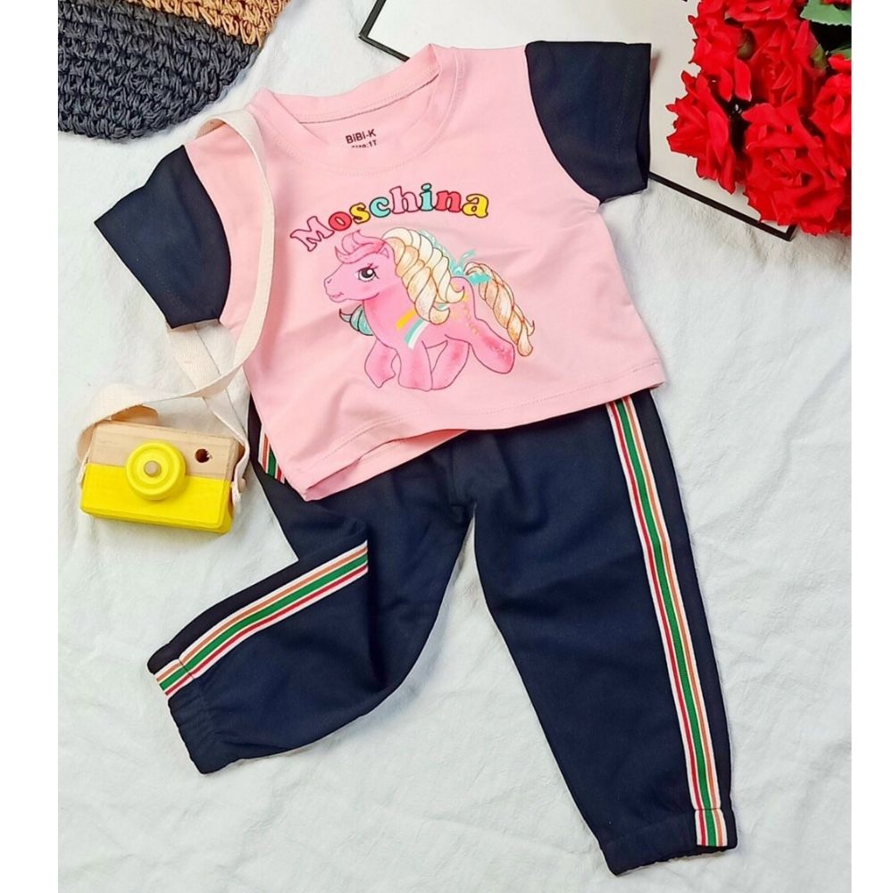 Đồ bộ croptop cho bé gái ngựa Pony từ 7-24kg. Áo croptop bé gái. Quần dạng thể thao