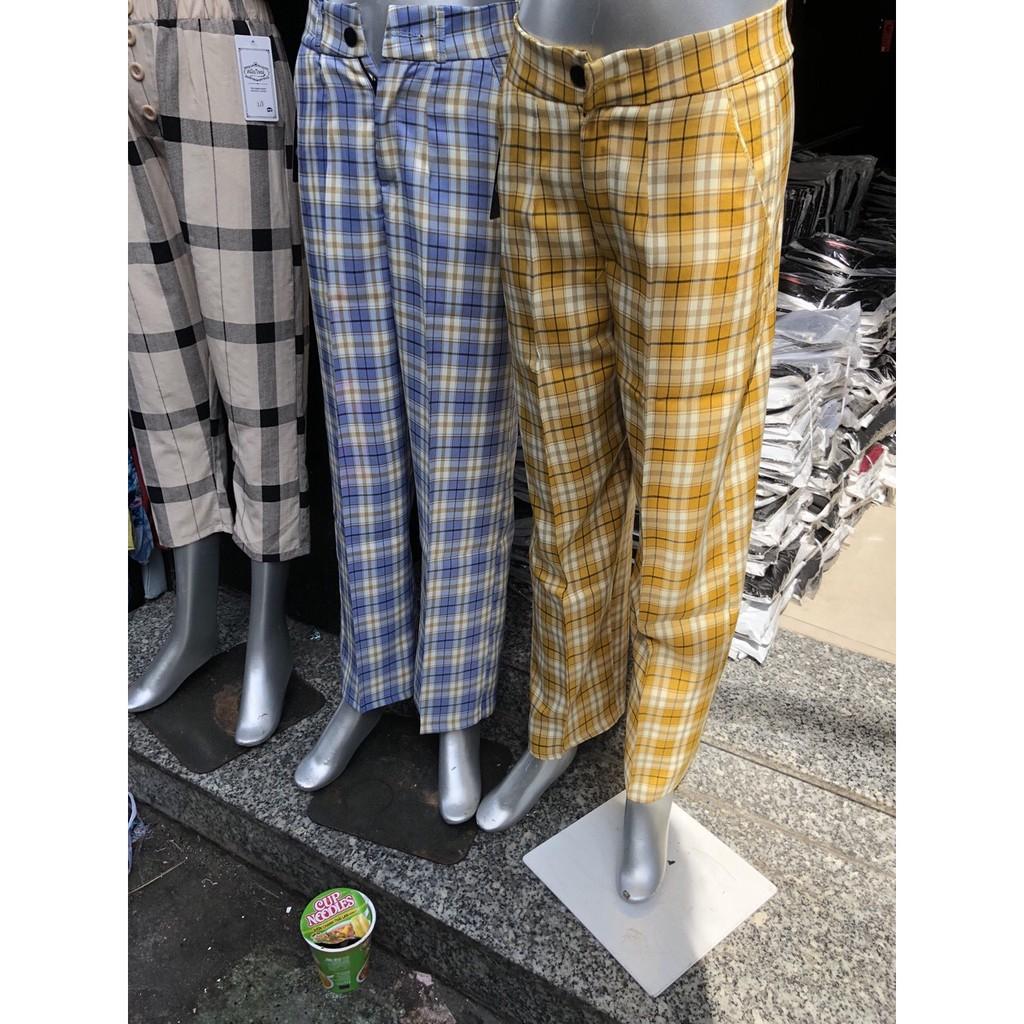 Quần culottes kẻ caro có khóa kéo OR14