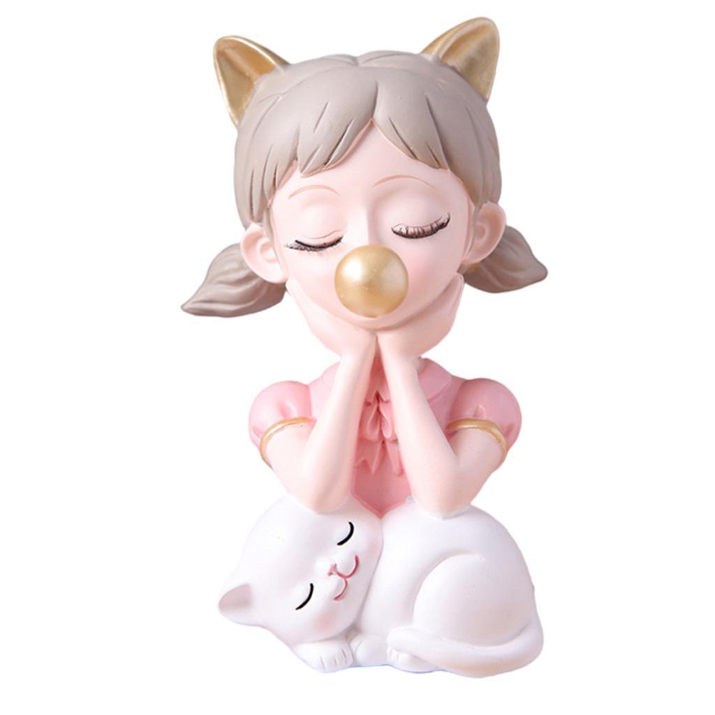 Girl Blow Statue Sculpture Figurine Model for Home