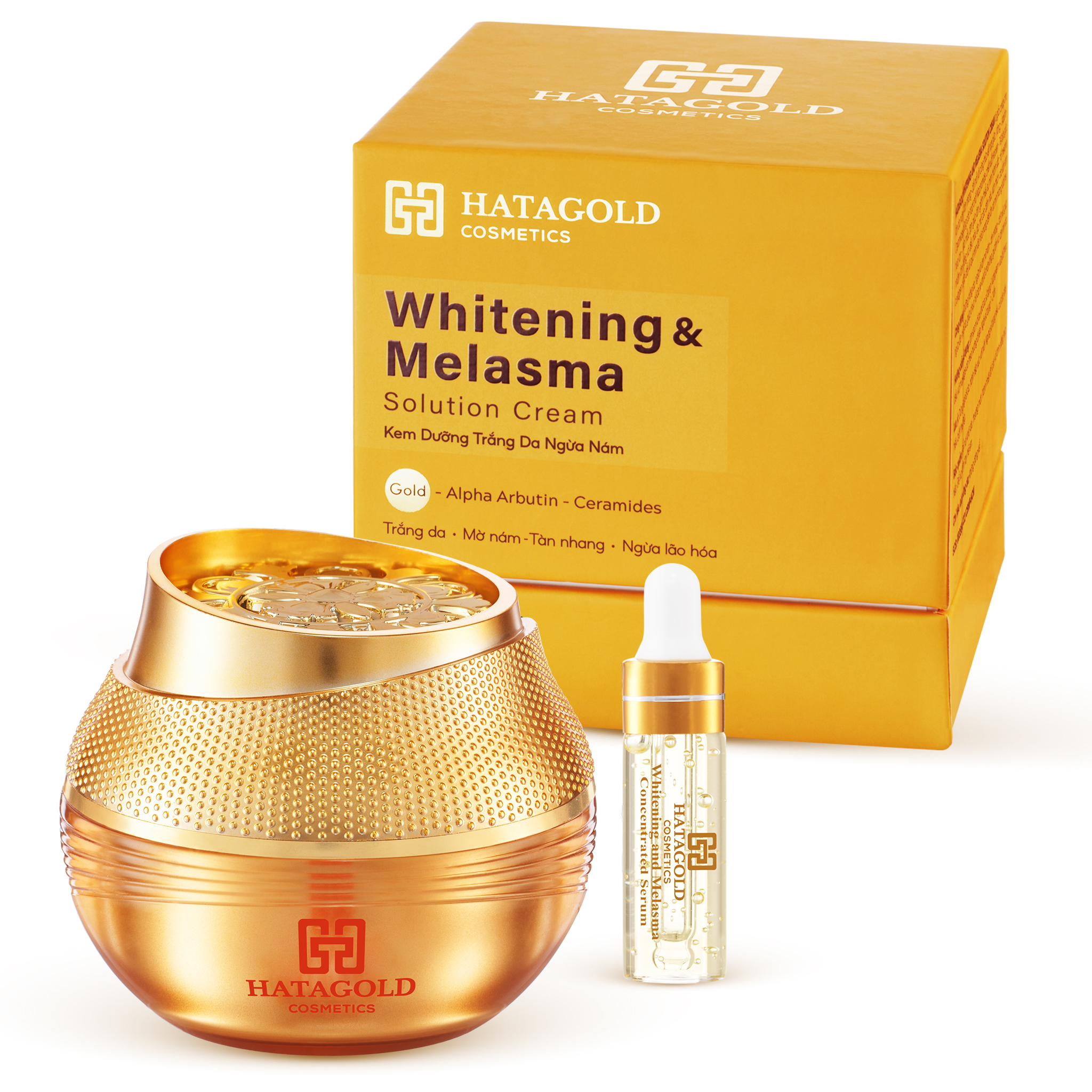 HATAGOLD | Kem Dưỡng Trắng Da Ngừa Nám Nano Vàng (Tinh chất Nhị Sen) - Whitening and Melasma Solution Cream - KL:30g