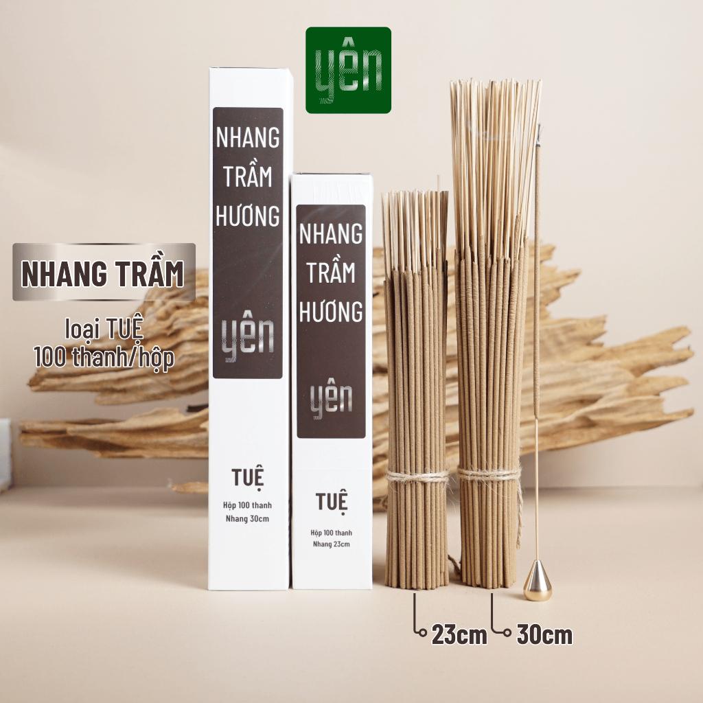 Nhang Trầm Hương Yên Loại Tuệ 23-30cm Hộp 100 thanh Sạch Tự Nhiên Ít Khói Dùng Thờ Cúng Xông Thơm - Nhang Trầm 23cm