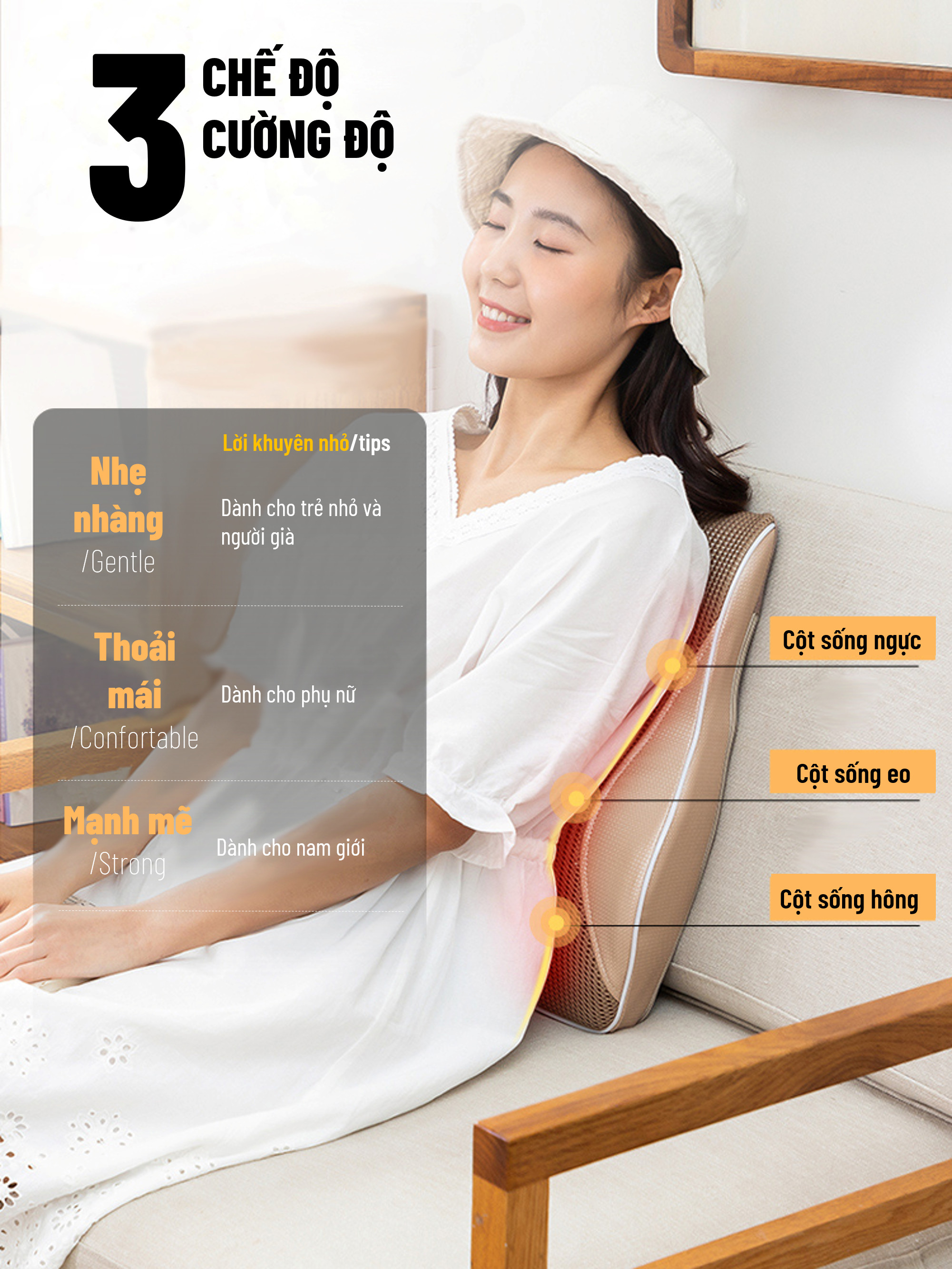 Gối Massage Hồng Ngoại Đa Năng - Chuyên Sâu Cho Cổ, Vai Gáy, Lưng Dưới, Đùi, Chân - Sử Dụng Tại Nhà, Văn Phòng, Trên Ô Tô - Máy Mát xa Toàn Thân Nhiệt Hồng Ngoại