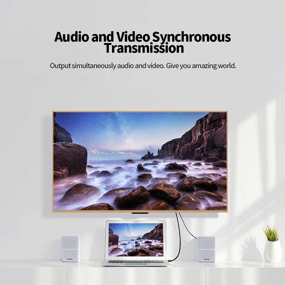 HD Cable High Speed 2.0 Adapter Cable Braided Cord 4K 3D Gold-plated Connectors Support 1080P for PC Laptop Projector TV