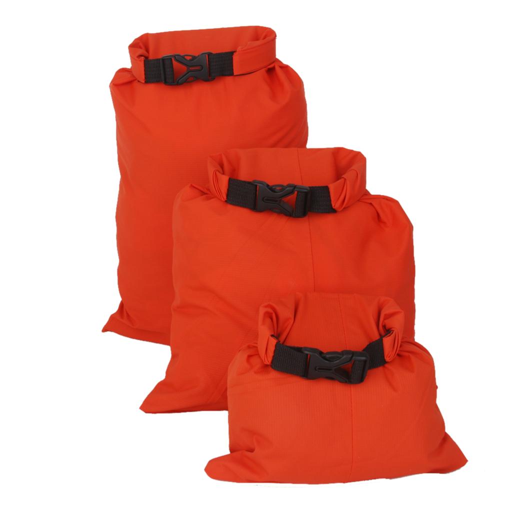 3Pcs Waterproof Dry Storage Bag Pouch Canoeing Rafting Camping Orange