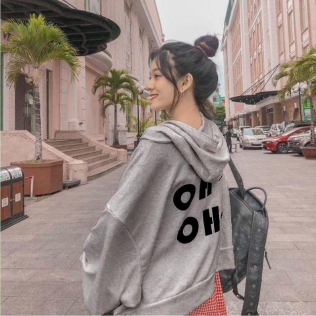 ÁO KHOÁC NỮ , ÁO KHOÁC HOODIE NỮ THÊU OH CHẤT NỈ NGOẠI