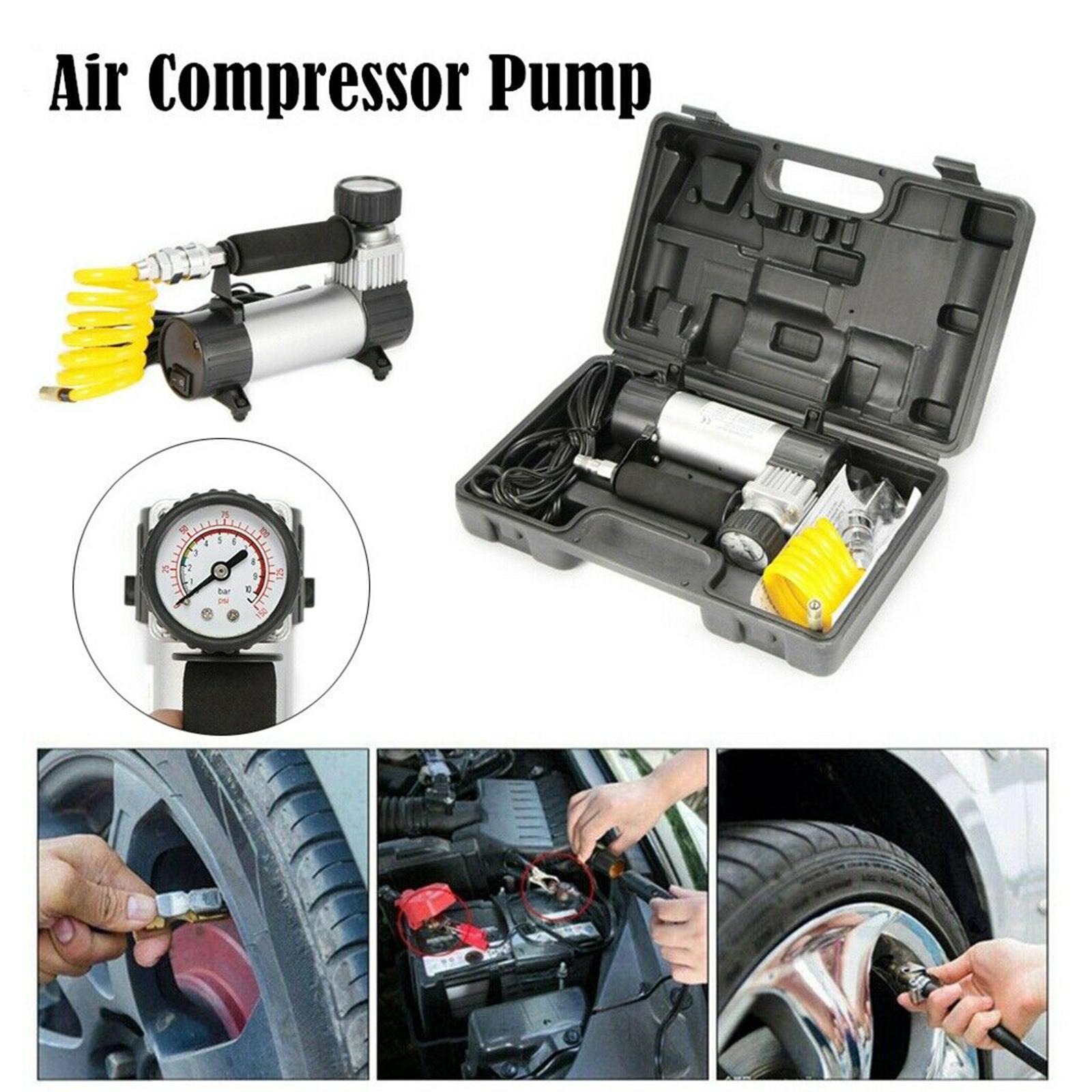 Portable Air Compressor Pump Heavy Duty Tire Inflator for Car Truck SUV Tires,12V 35L/MIN Air Pump 100PSI with Nozzle Adaptors and Inflatable Needle