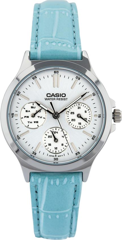 Đồng Hồ Nữ Dây Da Casio LTP-V300L-2AUDF (33mm) - Trắng Xanh