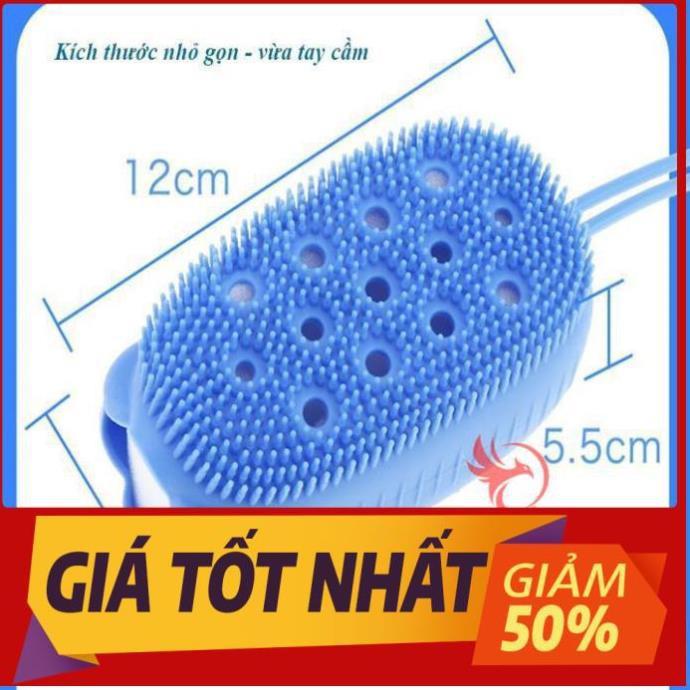 Bông tắm bọt biển silicon tạo bọt kỳ ghét cọ chà lưng tẩy tế bào da chết miếng mút 2 mặt lông siêu mềm