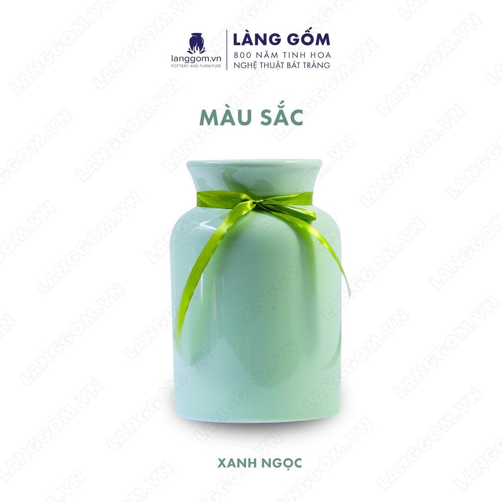 Bình hoa, lọ hoa Gốm sứ Bát Tràng cao cấp Men ngọc ống loe dùng làm quà tặng, trang trí - Làng Gốm Bát Tràng