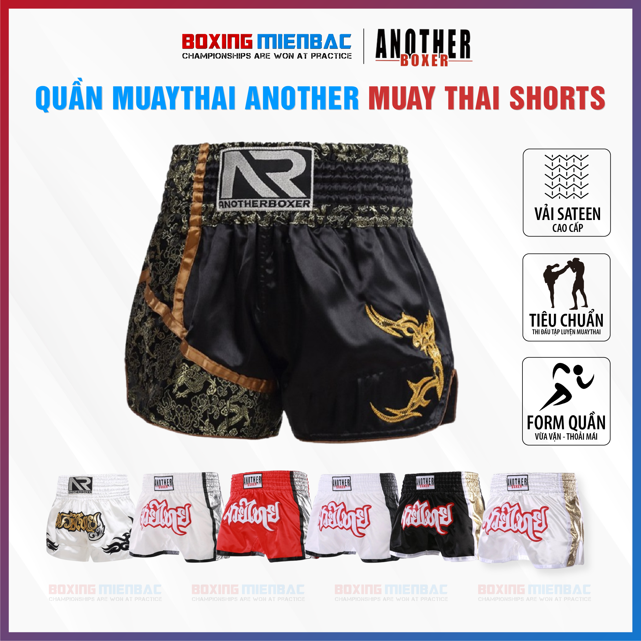 Quần MuayThai Another Chất liệu Satin Cao Cấp/ MuayThai Short - Trang 3