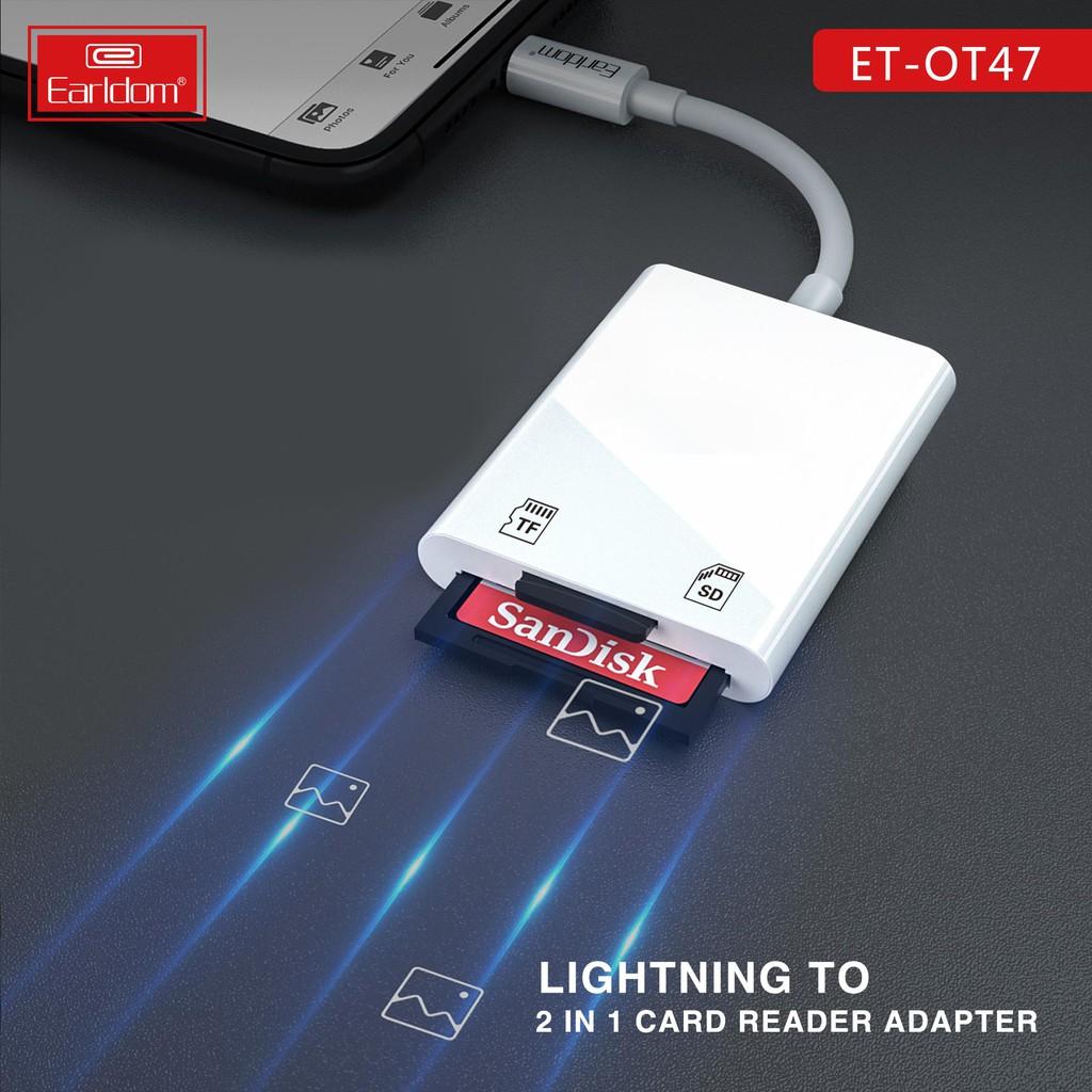 Jack Chuyển Đổi Earldom ET-OT47 Từ Light Sang Đầu Lọc Thẻ Nhớ SD Hoặc TF Thẻ Micro Dành Cho Iphone Ipad - Hàng Chính hãng