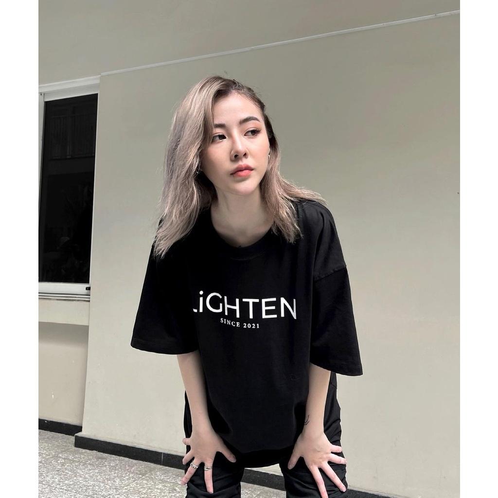 Áo thun nữ BLACKDOKI-LIGHTEN , áo phông unisex form rộng tay lỡ oversize cá tính chất cotton dày dặn
