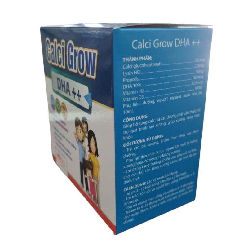 Calci Grow DHA ++ Bổ sung Canxi và các dinh dưỡng cần thiết, hỗ trợ quá trình tạo xương. Hộp 20 ống x 10ml