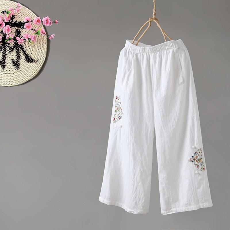 Quần ống rộng thêu hoạ tiết - chất đũi xước cực mát, Full size