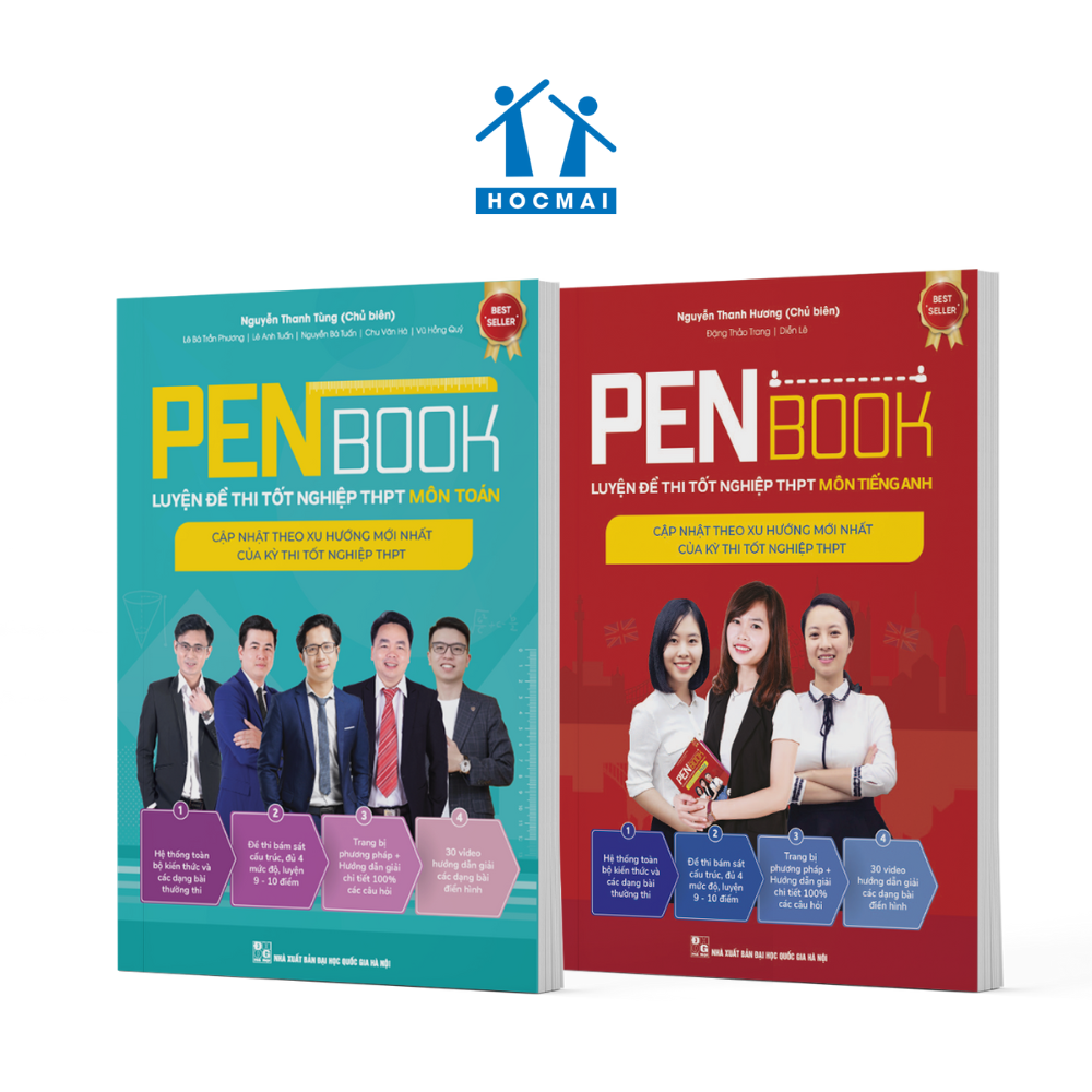 Combo 2 cuốn PENBOOK - Luyện đề thi Tốt nghiệp THPT - Bộ 2 môn Toán, Anh 