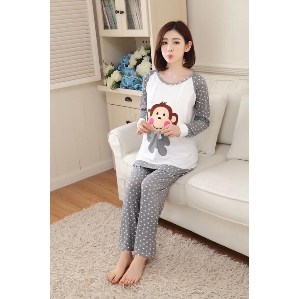 Bộ bầu  dài tay mặc nhà cho con bú