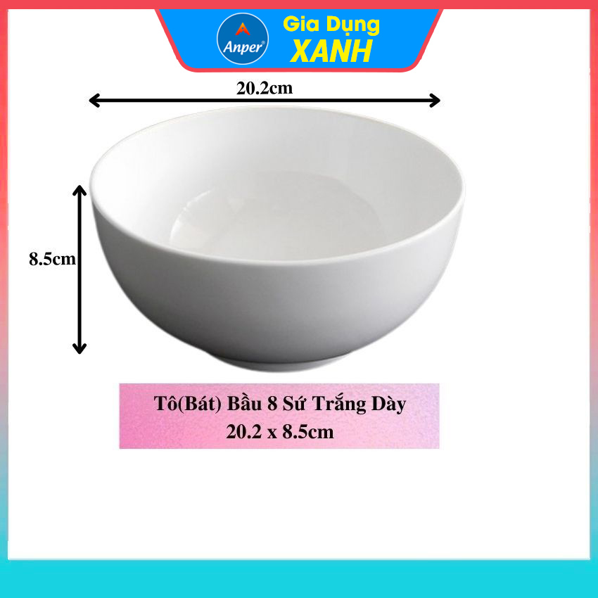 Bộ 2 bát sứ 3 tô sứ bầu dày Size 20cm  18cm   15cm  ANPER cao cấp phong cách nhật hàn  tô sứ lớn tô ăn phở tô sứ lớn tô ăn cơm bát lớn bát phở bát sứ