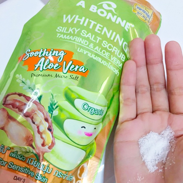 combo 3 gói Muối Tắm A Bonne Whitening Silky Salt Scrub Chiết Xuất Nha Đam và Me Giúp Trắng Da 350g