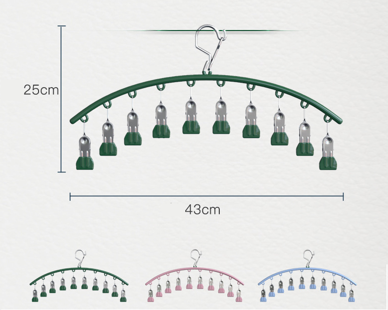 Móc treo tất vớ 10 kẹp chống rơi, móc phơi đồ lót, đồ sơ sinh đa năng (giao màu ngẫu nhiên)  GD707-M10k
