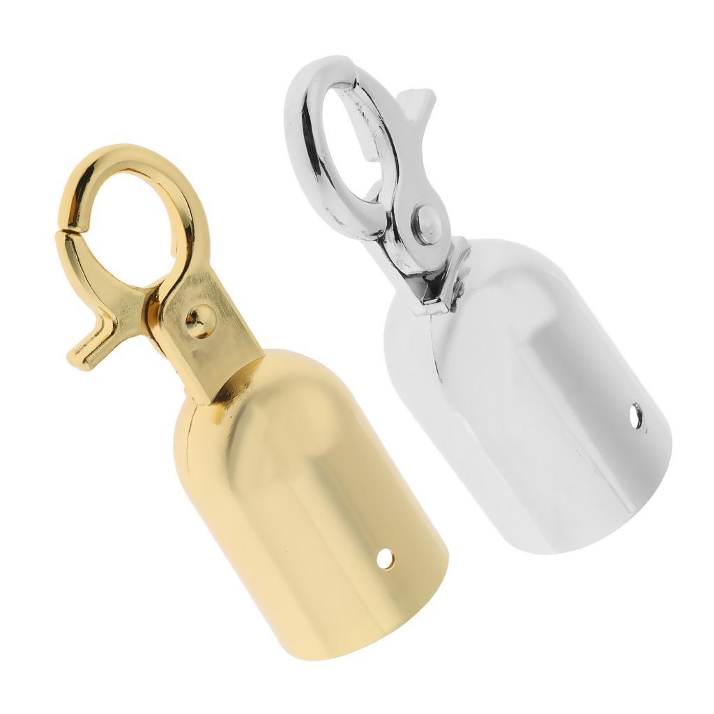 12Pcs Rope Barrier End Stopper Cord End Caps With Hook 2.5cm Silver