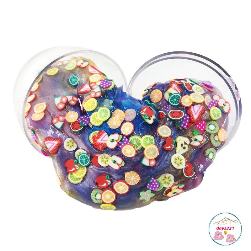 Slime trứng charm hoa quả, Slam charm dải ngân hà charm kim tuyến thuỷ tinh ng0c trai