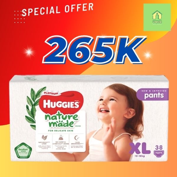 Tã Quần Siêu Cao Cấp Huggies Platinum Nature Made XL38 (38 Miếng)