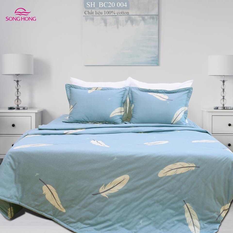 Bộ chăn ga gối Sông Hồng chất cotton 200x220