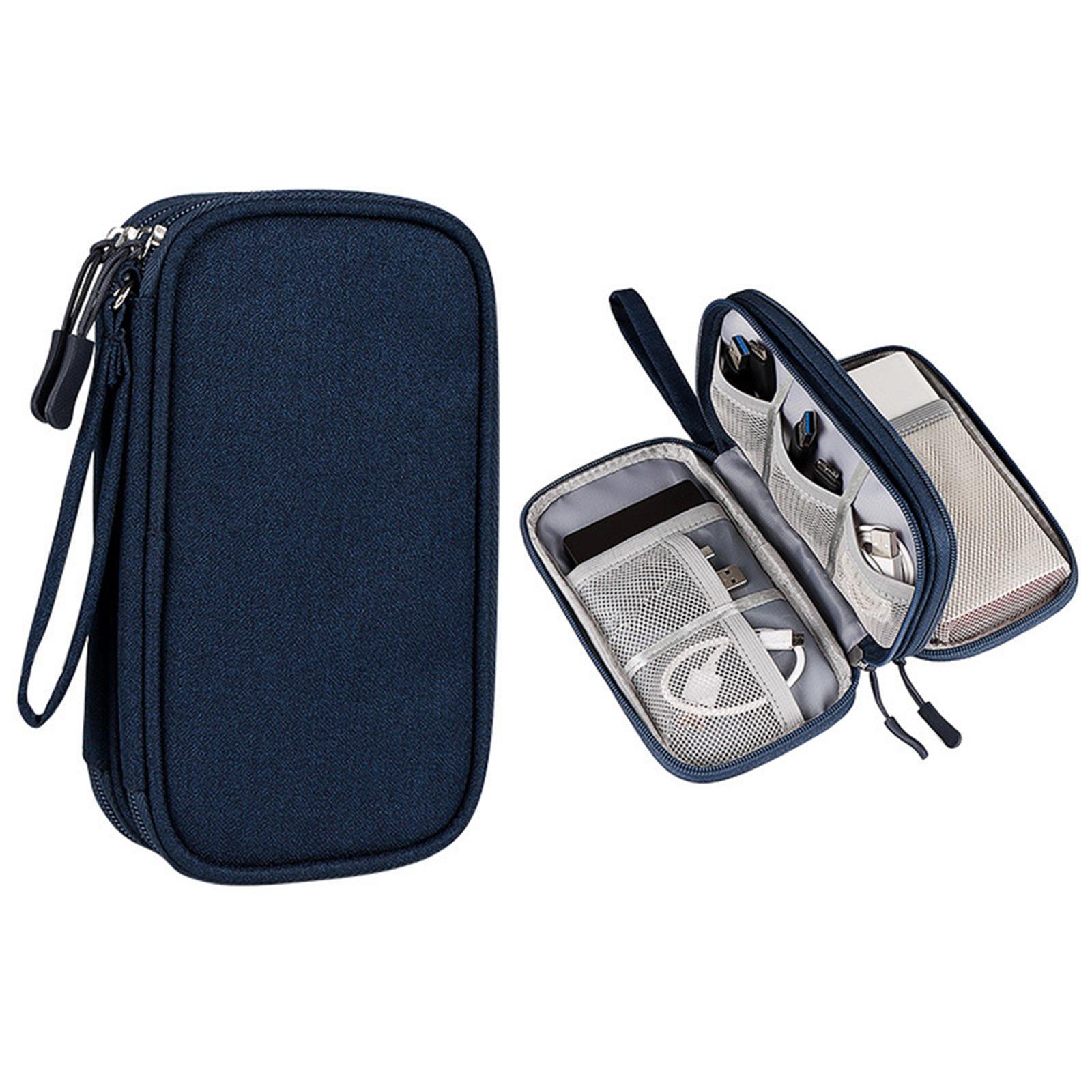 Travel Cable Organizer Bag Waterproof Double Layer Pouch for Data Cable Charger Electronics Accessories