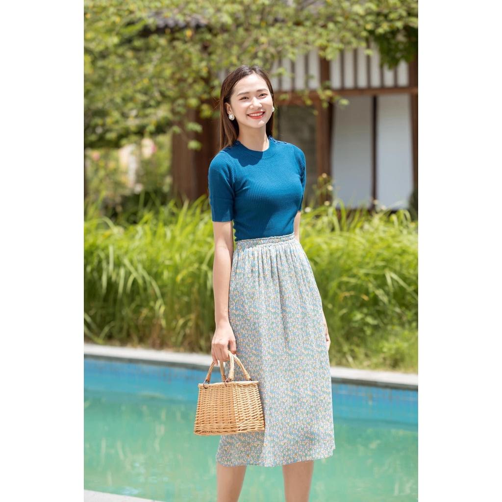 Váy xếp ly hoa nhuyễn