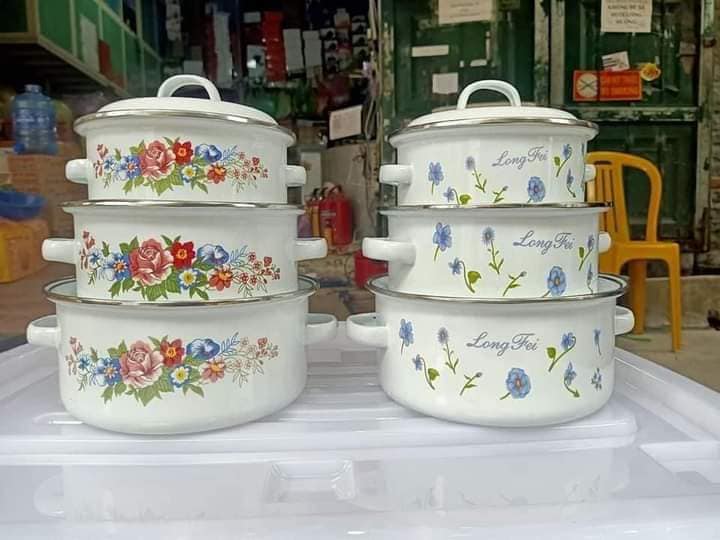 SET 3 NỒI SỨ - THỐ SỨ HOA TRÁNG MEN CAO CẤP